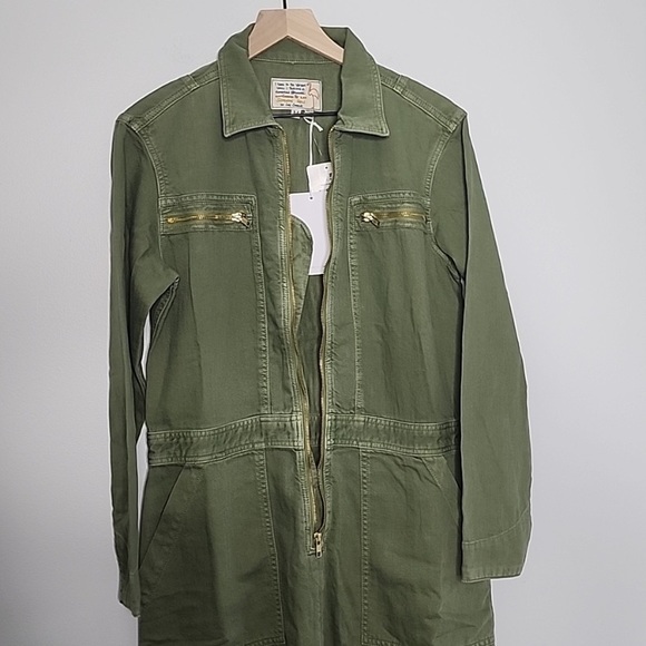 NWT Sandrine Rose x Free People Army Jumpsuit Linen Cotton Small Military Green - Picture 9 of 15